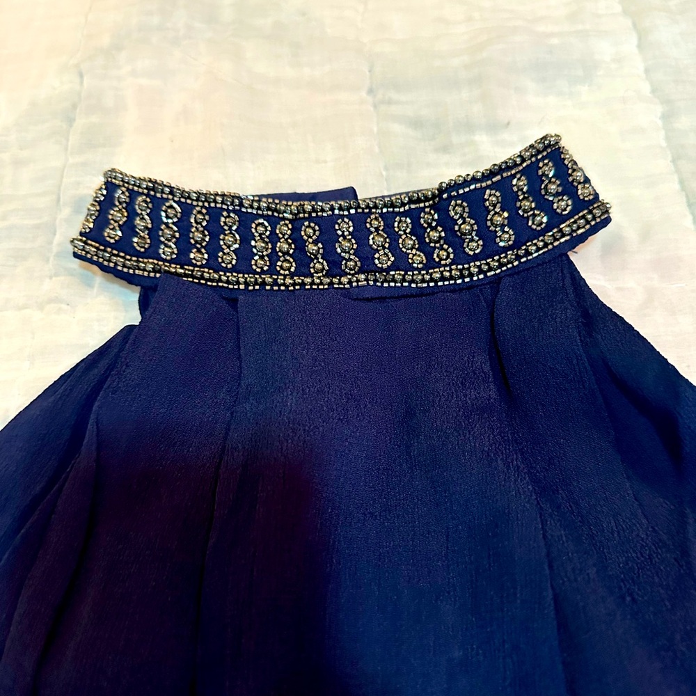 NPD navy strapless dress. XS. Gorgeous navy. Excellent condition. Semi formal.